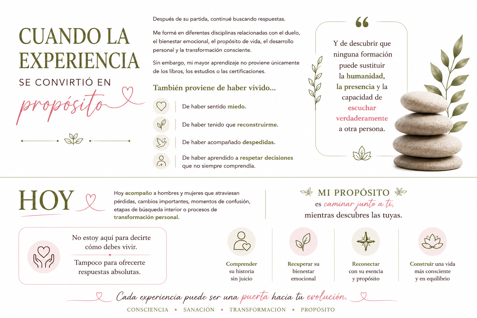 Mariel Rojas comparte cómo su experiencia de vida y formación dieron origen a un propósito de acompañamiento consciente y bienestar emocional.
