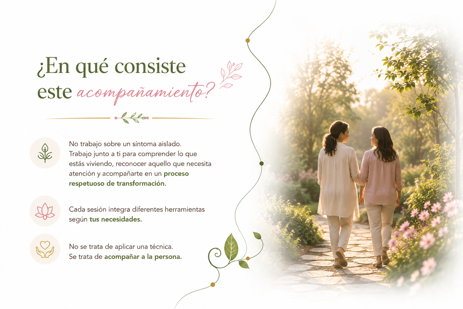 Acompañamiento personalizado para personas que atraviesan procesos de cambio, pérdida y transformación consciente hacia el bienestar emocional.